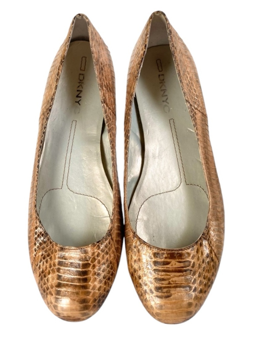 DKNYC Beverly Metallic Copper Brown Snake Print Ballet Flats Size 9.5